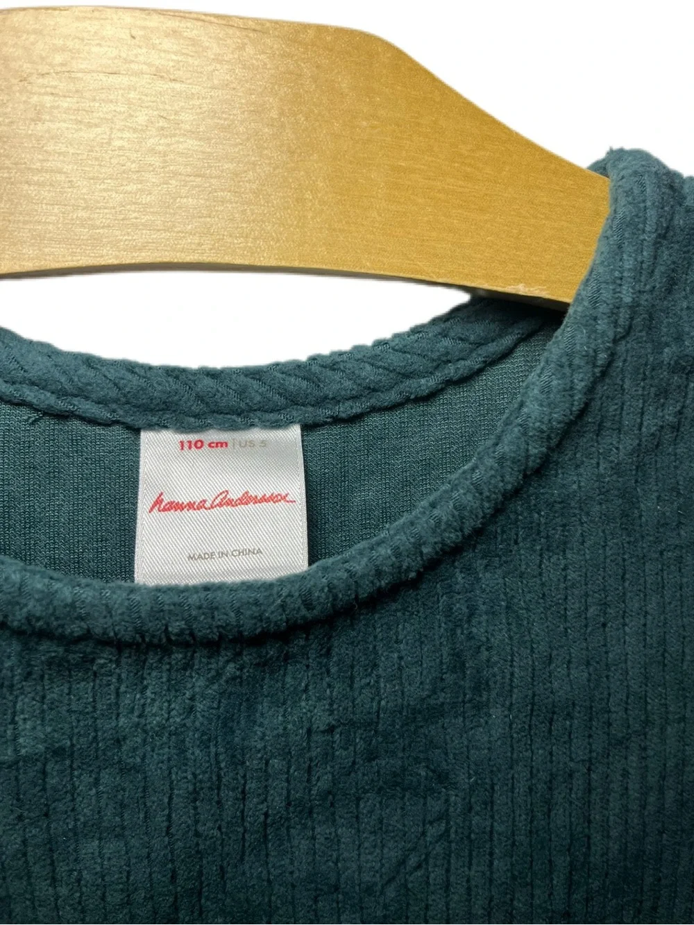 Hanna Andersson Girls 110 / 5 Long Sleeve Ribbed Velour Pocket Dress in Juniper